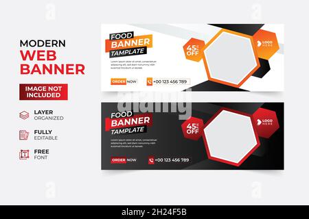 Modernes Restaurant Fast Food Rollup-Webbanner Stock Vektor