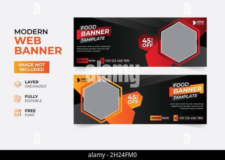 Modernes Restaurant Fast Food Rollup-Webbanner Stock Vektor