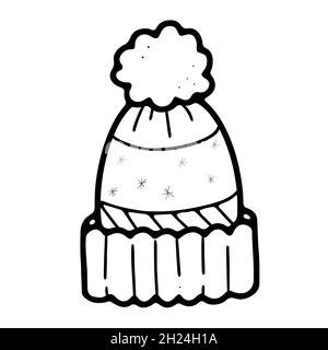 Warme Wintermütze mit Pompon im Doodle-Stil Stock Vektor