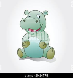 Dies ist eine Hippo Baby Cartoon-Figur. Vektor-Illustration von Nilpferd Baby Tier. Stock Vektor