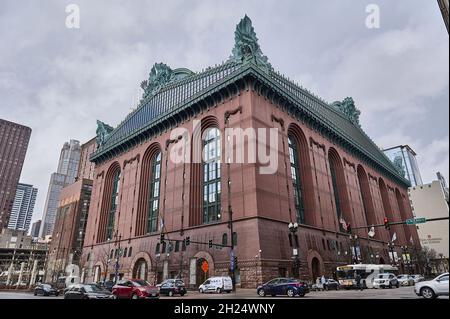 USA, Illinois, Chicago: Das Harold Washington Library Center liegt südlich des Loop 'L', an der 400 S. State Street Stockfoto