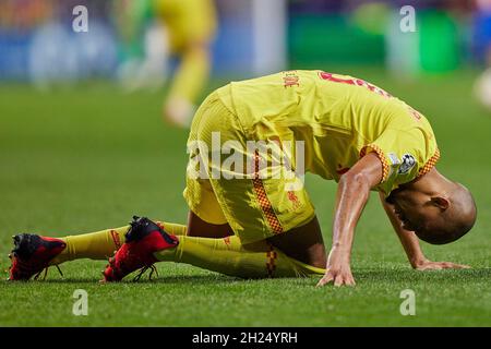 Madrid, Madrid, Spanien. Oktober 2021. FABINHO des FC Liverpool während des Champions-League-Fußballspiels zwischen Atletico de Madrid und dem FC Liverpool im Wanda Metropolitano Stadium in Madrid, Spanien, 19. Oktober 2021 Quelle: Ruben Albarran/ZUMA Wire/Alamy Live News Stockfoto