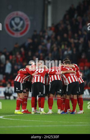 Sheffield, England, 19. Oktober 2021. Während des Spiels der Sky Bet Championship in der Bramall Lane, Sheffield, können Sie sich vor dem Spiel hüten. Bildnachweis sollte lauten: Simon Bellis / Sportimage Stockfoto