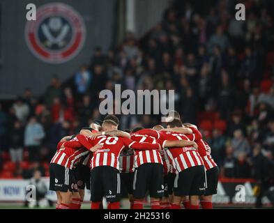 Sheffield, England, 19. Oktober 2021. Während des Spiels der Sky Bet Championship in der Bramall Lane, Sheffield, können Sie sich vor dem Spiel hüten. Bildnachweis sollte lauten: Simon Bellis / Sportimage Stockfoto