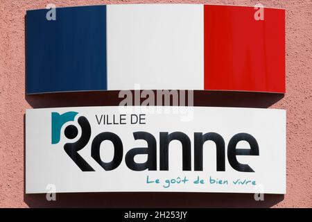 Roanne, Frankreich - 31. Mai 2020: Logo der Stadt Roanne im Département Loire, Frankreich Stockfoto