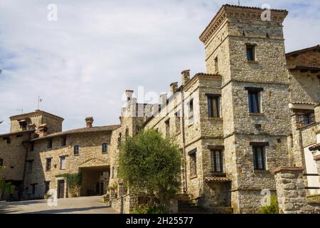 Mittelalterliches Dorf Votigno di Canossa, Provinz Reggio Emilia, Emilia-Romagna, Italien Stockfoto