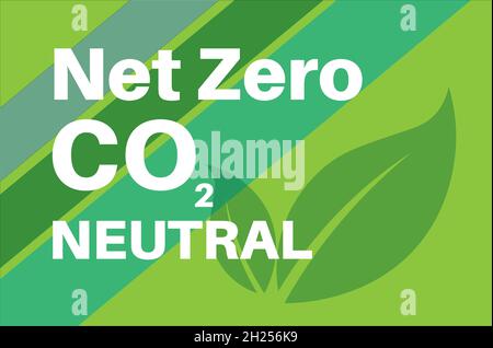 Kohlenstoffneutrale Vektordarstellung CO2-neutrale Konsept auf grünem Hintergrund Stock Vektor