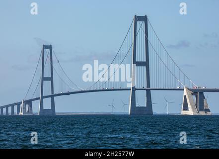 Die Ostbrücke, die den Großen Gürtel überquert, Teil des Großen Gürtels feste Verbindung zwischen Fünen und Seeland in Dänemark Stockfoto