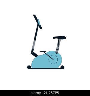 Flacher Cartoon Ergometer, gesunder Lebensstil, sportliche Aktivitäten Vektor Illustration Konzept Stock Vektor