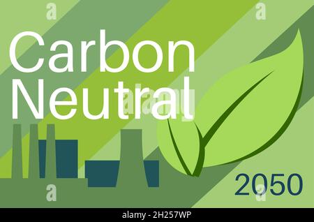 Kohlenstoffneutrale Vektordarstellung CO2-neutrale Konsept auf grünem Hintergrund Stock Vektor