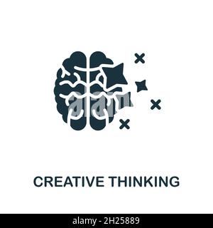 Symbol für kreatives Denken. Schwarzes Schild aus der kreativen Lernkollektion. Kreatives kreatives Denksymbol für Webdesign, Vorlagen und Infografiken. Stock Vektor