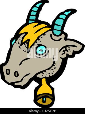 Stier mit Glocke im Cartoon-Stil Stock Vektor
