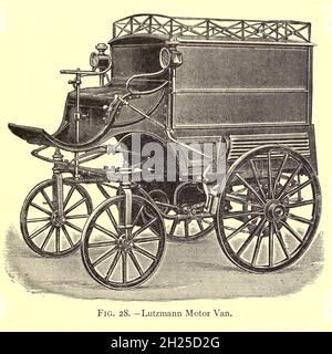 Design eines Lutzmann Motor Van aus dem Buch "Kraftwagen; oder, Kraftwagen für gemeinsame Straßen" von Alexander James Wallis-Tayler, Veröffentlicht in London, von Crosby Lockwood & Son 1897 Stockfoto