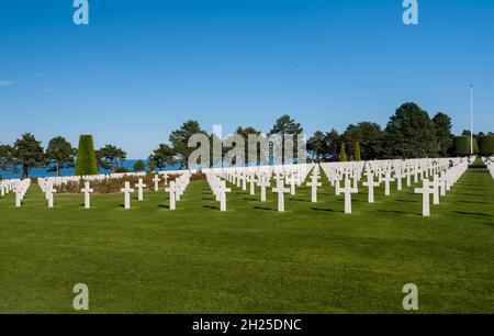 Amerikanischer Friedhof und Gedenkstätte aus dem 2. Weltkrieg, Omaha Beach. Normandie, Frankreich. Stockfoto