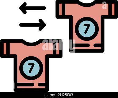 Symbol zum Ändern des Fußballtrikots. Umriss Fußballtrikot ändern Vektor Symbol Farbe flach isoliert Stock Vektor