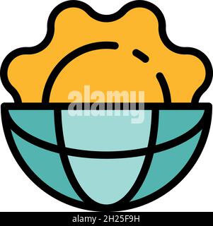 Symbol für globale heiße Sonne. Umriss globale heiße Sonne Vektor Symbol Farbe flach isoliert Stock Vektor