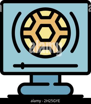 Online-Computerfußball-Symbol. Umriss Online-Computer Fußball Vektor Symbol Farbe flach isoliert Stock Vektor