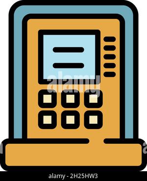Geldautomaten-Symbol. Umriss atm Cash Vektor Symbol Farbe flach isoliert Stock Vektor