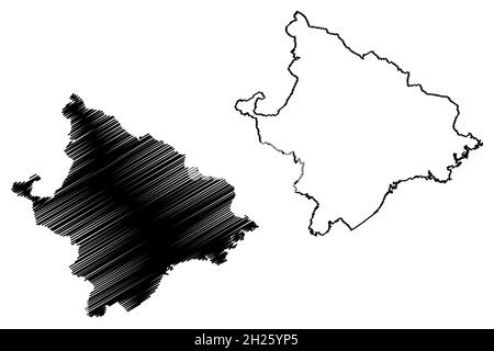 Mayurbhanj Bezirk (Odisha Staat, Republik Indien) Karte Vektor Illustration, scribble Skizze Mayurbhanj Karte Stock Vektor