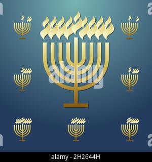 Frohes Chanukkah sameah Glückwunsch. Isolierte abstrakte Grafik-Design-Vorlage. Chanukah Woche Elemente, Happy Hanuka Urlaub Menorah mit täglichen Brennen. Stock Vektor