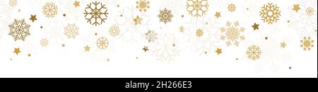 EPS 10 Vektordatei zeigt weihnachtszeit Schnee Sterne nahtlose Hintergrund farbig Gold und weiß Stock Vektor