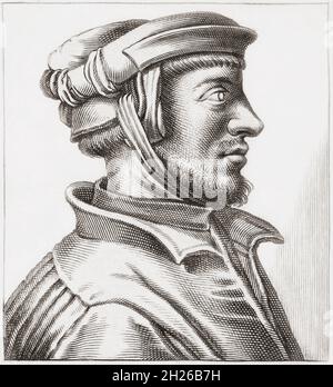 Heinrich Cornelius Agrippa von Nettesheim, 1486 - 1535. Deutscher Zauberer, okkulter Schriftsteller, Theologe, Astrologe und Alchemist. Nach einem Stich aus dem 17. Jahrhundert von Reinier van Stockfoto