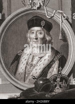 Heinrich VII., 1457 – 1509. König von England und Herr von Irland. Nach einem französischen Stich eines unbekannten Künstlers aus dem 18. Jahrhundert. Stockfoto