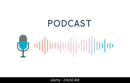 Symbol für das Mikrofon der Schallwelle . Konzept von Podcast Stock Vektor