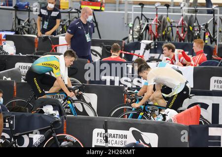 Roubaix, Frankreich. Oktober 2021. Ambiance Paddock während der Tissot UCI Track Cycling World Championships 2021 am 20. Oktober 2021 im Stab Vélodrome in Roubaix, Frankreich - Foto Laurent Sanson/LS Medianord/DPPI Quelle: DPPI Media/Alamy Live News Stockfoto