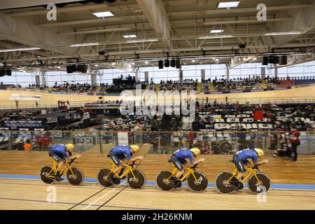 Roubaix, Frankreich. Oktober 2021. Team poursuit Italia während der Tissot UCI Track Cycling World Championships 2021 am 20. Oktober 2021 im Stab Vélodrome in Roubaix, Frankreich - Foto Laurent Sanson/LS Medianord/DPPI Quelle: DPPI Media/Alamy Live News Stockfoto