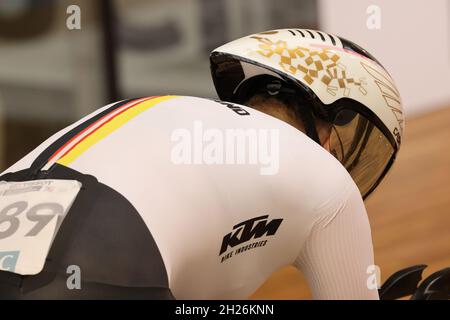 Roubaix, Frankreich. Oktober 2021. Radfahrer Deutschland während der Tissot UCI-Bahn-Radweltmeisterschaft 2021 am 20. Oktober 2021 im Stab Vélodrome in Roubaix, Frankreich - Foto Laurent Sanson/LS Medianord/DPPI Quelle: DPPI Media/Alamy Live News Stockfoto