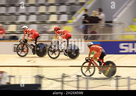 Roubaix, Frankreich. Oktober 2021. Radlertraining während der Tissot UCI Track Cycling World Championships 2021 am 20. Oktober 2021 auf dem Stab Vélodrome in Roubaix, Frankreich - Foto Laurent Sanson/LS Medianord/DPPI Quelle: DPPI Media/Alamy Live News Stockfoto