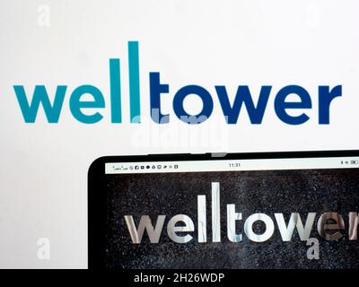 Ukraine. Oktober 2021. Auf diesem Foto Illustration Welltower Inc. Logo auf einem Smartphone und im Hintergrund zu sehen. (Bild: © Igor Golovniov/SOPA Images via ZUMA Press Wire) Stockfoto