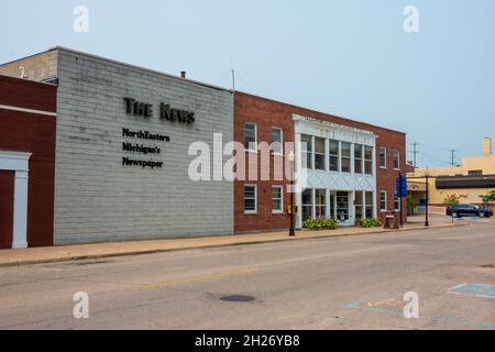 Alpena Michigan, USA - 19. Juli 2021: Die Nachrichtenzentrale in Alpena Stockfoto