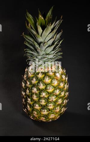 Einzelne Ananas auf schwarzem Hintergrund Stockfoto