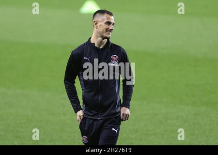 Reading, Großbritannien. Oktober 2021. Jerry Yates #9 von Blackpool kommt am 10/20/2021 im Select Car Leasing Stadium in Reading, Großbritannien, an. (Foto von Mark Cosgrove/News Images/Sipa USA) Quelle: SIPA USA/Alamy Live News Stockfoto