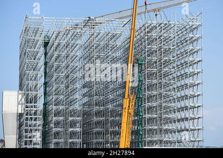 Einrichtung eines Hochregallagers in Waldneukirchen, Oberösterreich, Österreich, europa - Bau eines Hochregallagers in Waldneukirchen, Oberösterreich Stockfoto