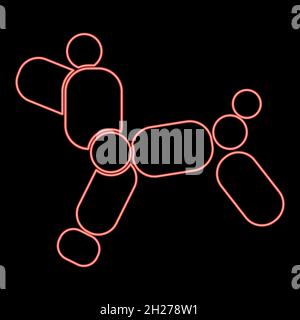 Neon Hund Ballon Symbol schwarze Farbe im Kreis Umriss Vektor Illustration rot Farbe Vektor Illustration flach Stil Licht Bild Stock Vektor