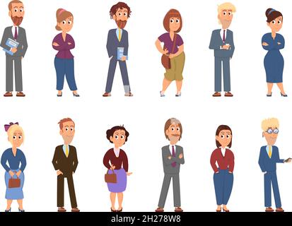 Isolierte Cartoon-Geschäftsfiguren. Büroteam, netter, witziger Geschäftsmann. Führungskräfte, Manager und Sozialarbeiter menschenwürdige Vektor-Set Stock Vektor