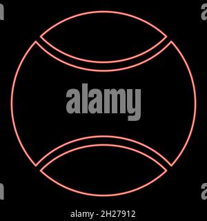 Neon Tennisball Symbol schwarze Farbe im Kreis Umriss Vektor Illustration rot Farbe Vektor Illustration flach Stil Licht Bild Stock Vektor