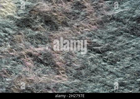 Angora und Mohair mischen Strickpullover aus Wolle, Nahaufnahme mit Textur und Fasern Stockfoto