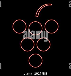 Neon Traube Symbol schwarze Farbe im Kreis Umriss Vektor Illustration rot Farbe Vektor Illustration flach Stil Licht Bild Stock Vektor