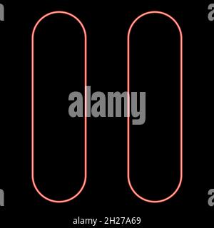 Neon Pause Symbol schwarze Farbe im Kreis Umriss Vektor Illustration rot Farbe Vektor Illustration flach Stil Licht Bild Stock Vektor
