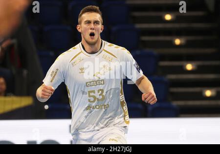 Kiel, Deutschland. 20. Okt 2021. firo: 20.10.2021 Handball, Champions League: THW Kiel - Pick Szeged Mykola BILYK, Kiel, Jubilation Quelle: dpa/Alamy Live News Stockfoto