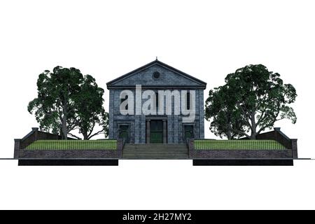 Academy Building Fantasy Architecture, 3D-Illustration, 3D-Rendering Stockfoto