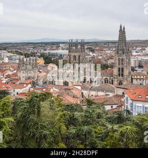 Burgos, Spanien - 16. Oktober 2021: Die Santa Maria Kathedrale von Burgos, Kastilien und Leon Stockfoto