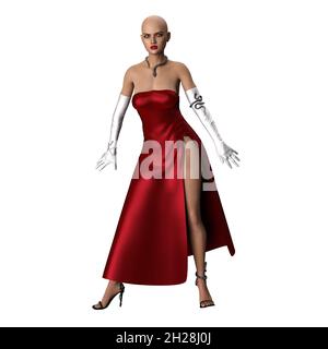 Latina Frau im Abendkleid, 3D-Rendering, 3D-Illustration Stockfoto