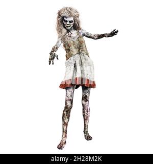 Zombie Undead Woman, 3D-Rendering, 3D-Illustration Stockfoto