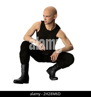 Teen Fae männlich kaukasisch auf isolierten weißen Hintergrund, 3D-Rendering 3D-Illustration Stockfoto