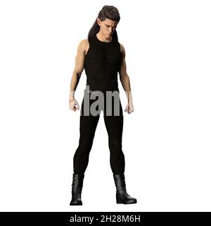 Teen Fae männlich kaukasisch auf isolierten weißen Hintergrund, 3D-Rendering 3D-Illustration Stockfoto